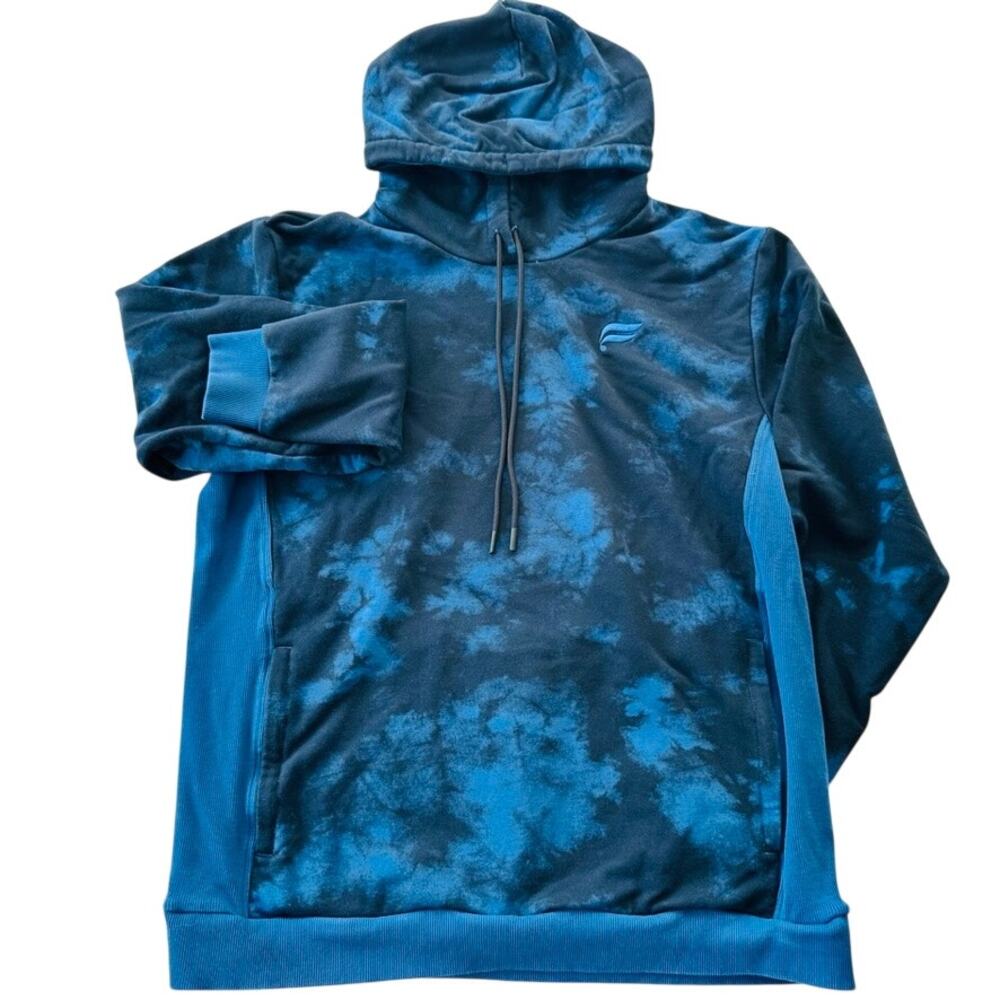 Fabletics Mens Tie Dye Hoodie Dark Blue XL Sweatshirt Comfort Gym Workout